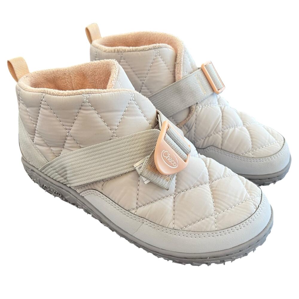 Chaco Quilted Puffer Slipper Boots Gray Light Pink Women’s Size 7 Casual Shoes